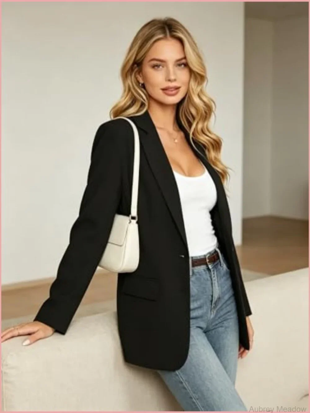 Women's Slim Fit Blazer with Notch Lapels Long Sleeve Lightweight Office